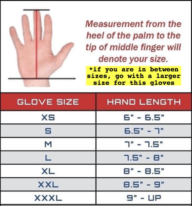 221B Tactical Gloves Size Chart