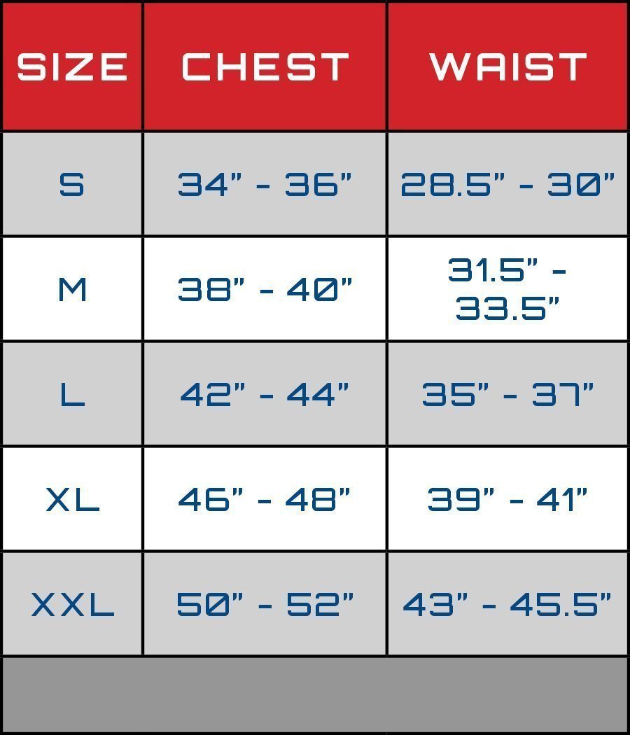 221B Tactical Outerwear Size Chart