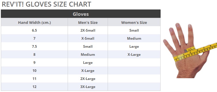 Rev'It Glove Size Chart
