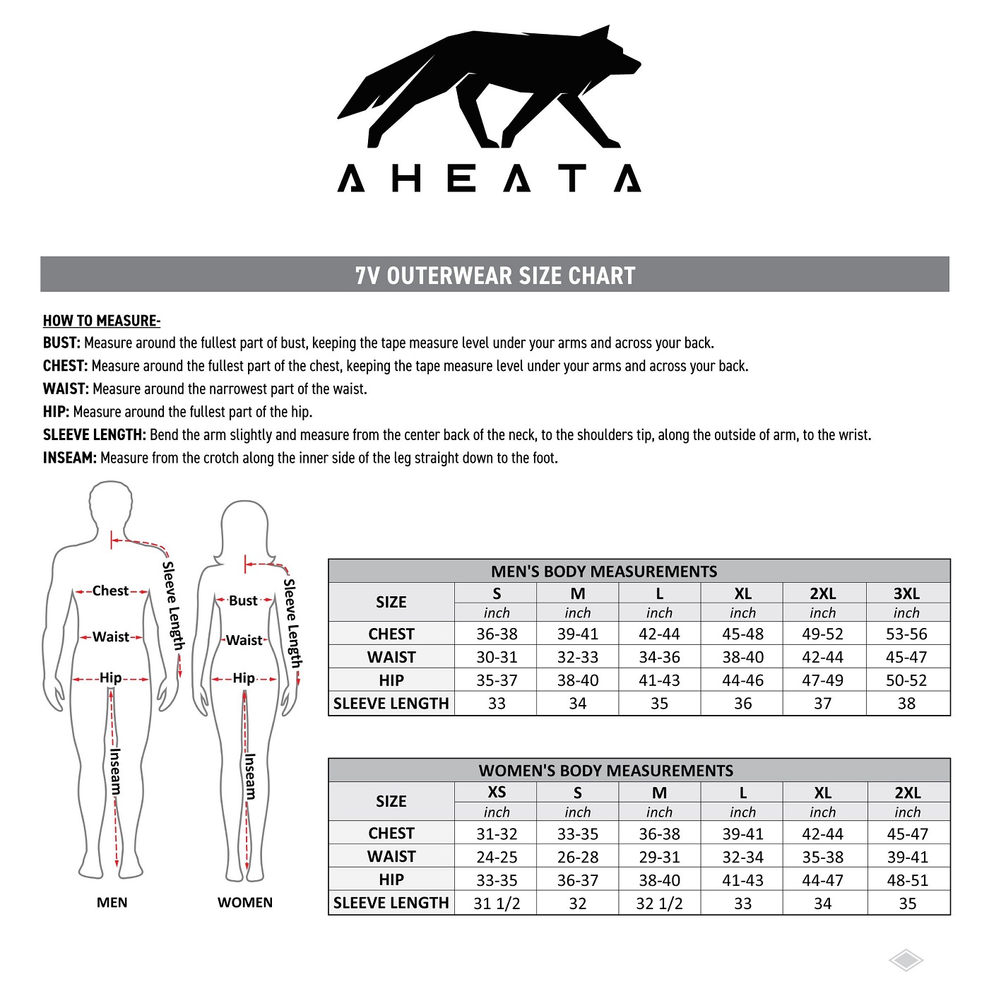 Aheata Size Chart