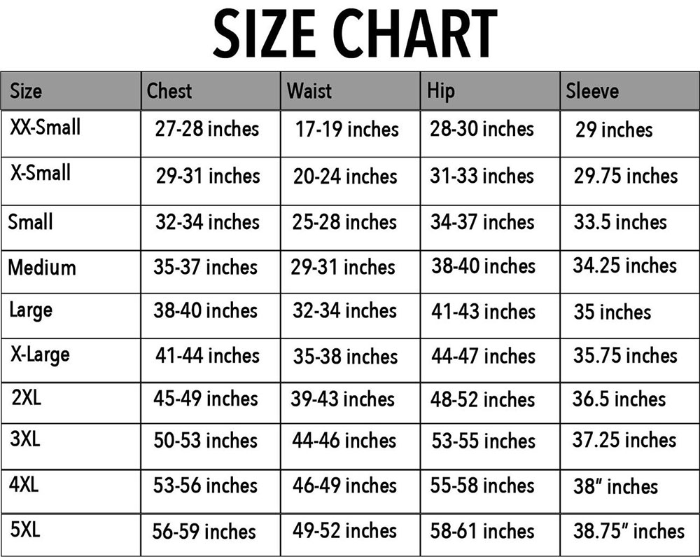 DSG Outerwear Size Chart