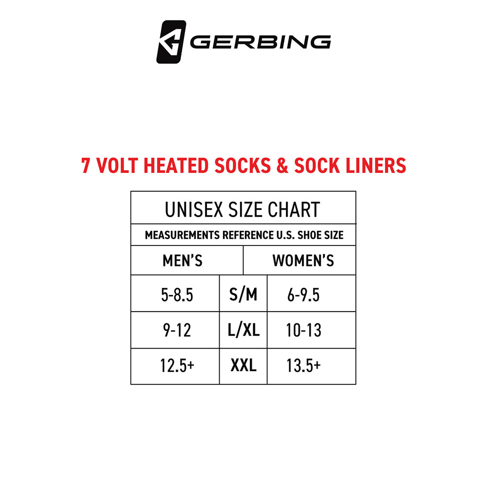 GRB 7V Socks Size Chart