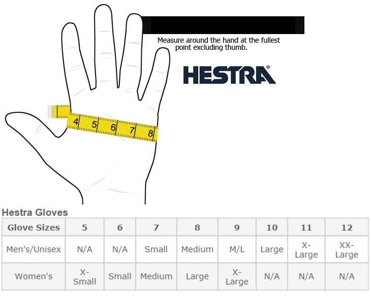 Hestra Size Chart