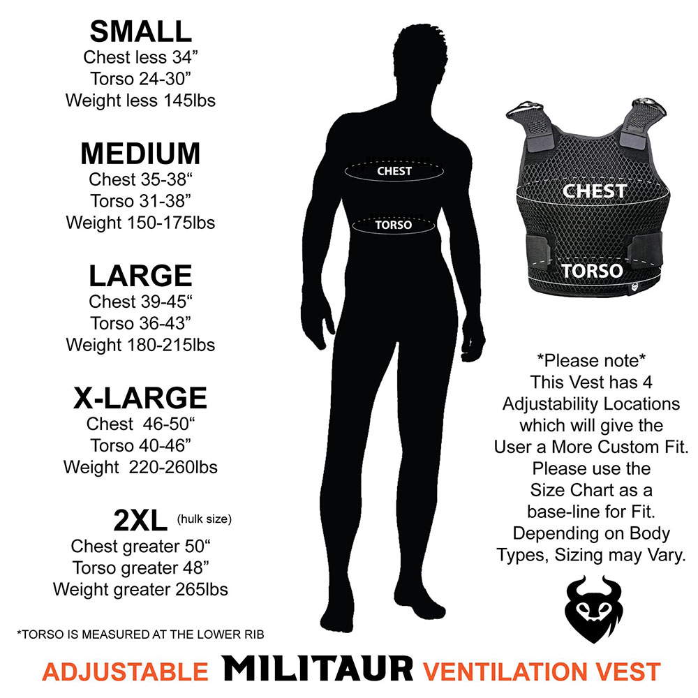MILITAUR Vest Size Chart