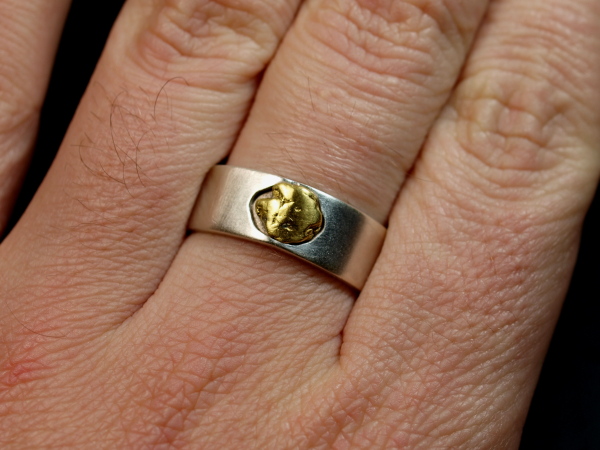GOLDEN ROCK ring sterling+gold by RoughAsNature
