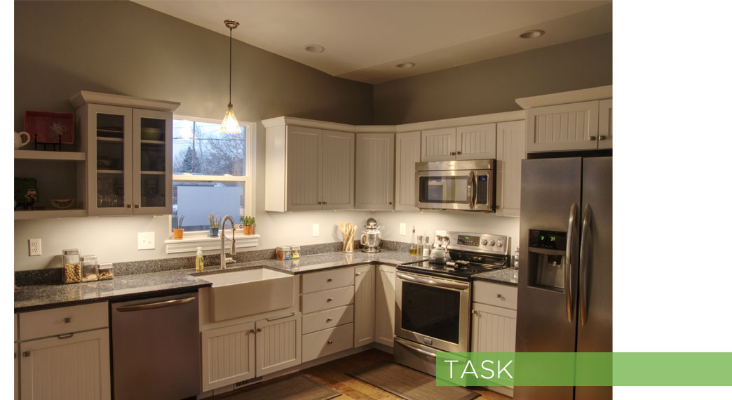 Task lighting in a kitchen