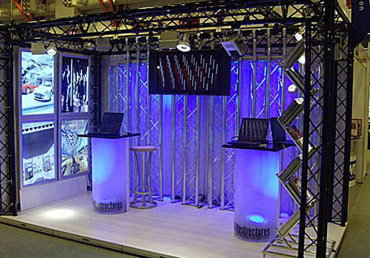 LED spotlights for trade show display backdrop wall 