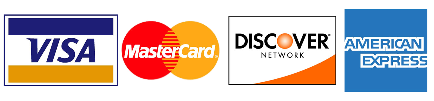 Visa, Master Card, Discover, American Express Accepted