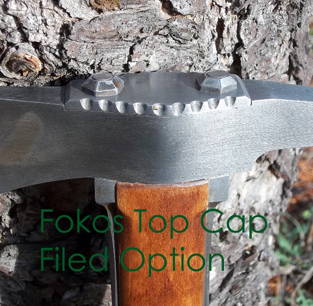 Hand forged fokos walking stick custom order top cap options