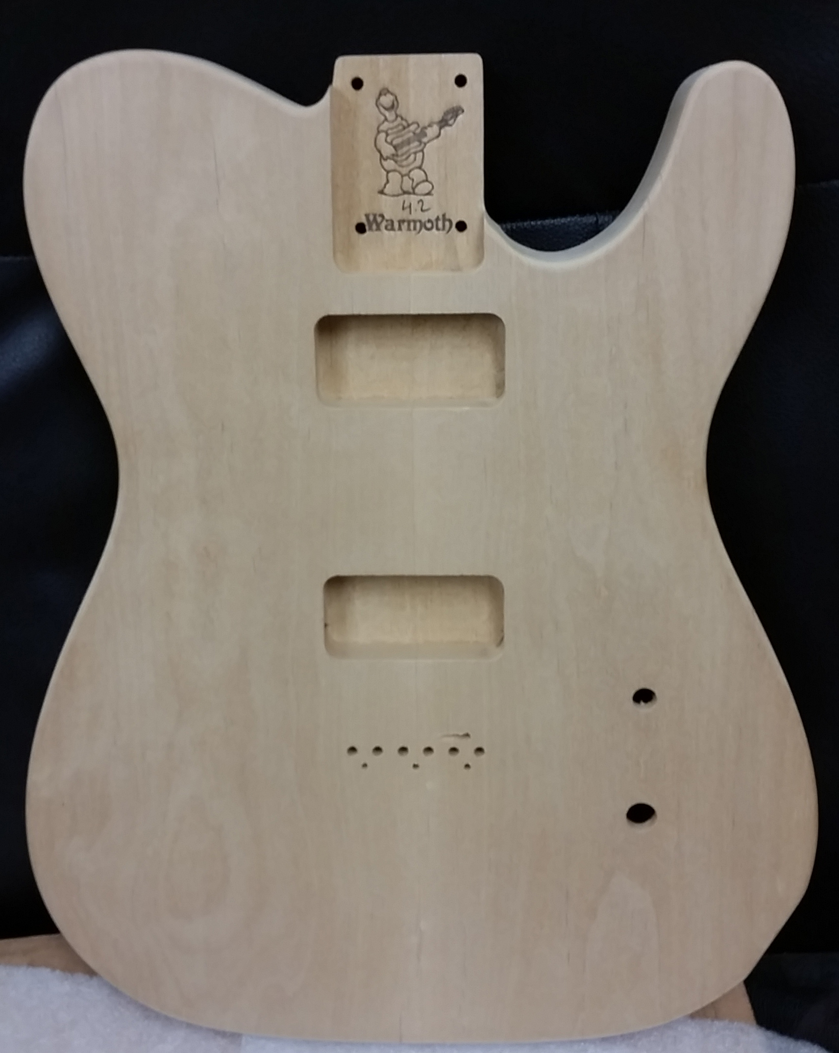 Fender Telecaster Cabronita body by Warmoth, view of front, 50 hours exposure, dry