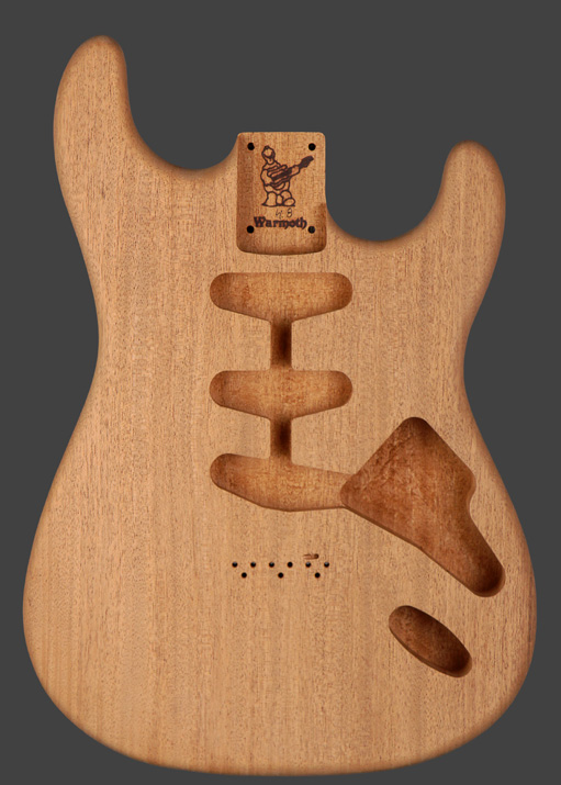 mahogany stratocaster for aging with UVA light, front view