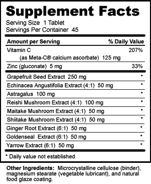 Nutribiotic DefensePlus 250 mg Supplement Facts