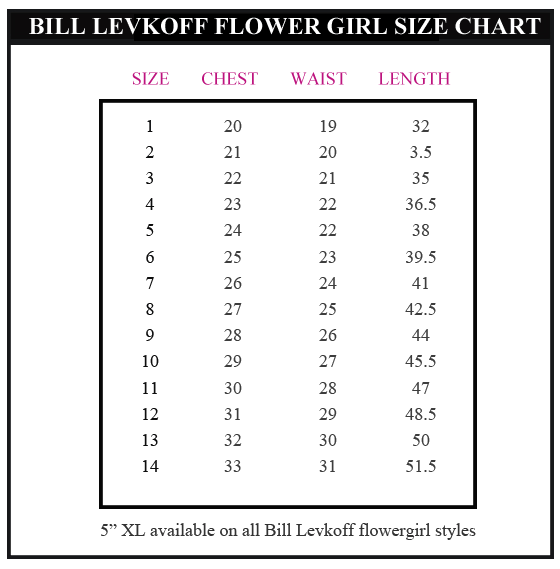 bill levkoff size chart 2019
