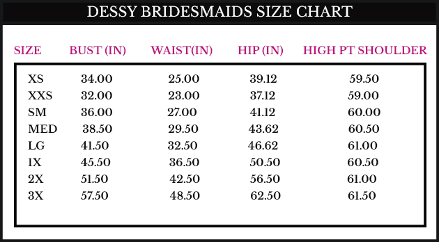 dessy bridesmaid size chart - Part.tscoreks.org