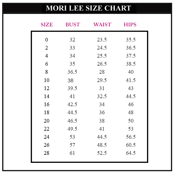 Mori Lee Size Chart Uk